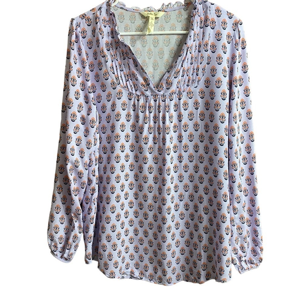 Matilda Jane Delicate Topiary Purple Floral Long Sleeve Peasant Too Size Medium